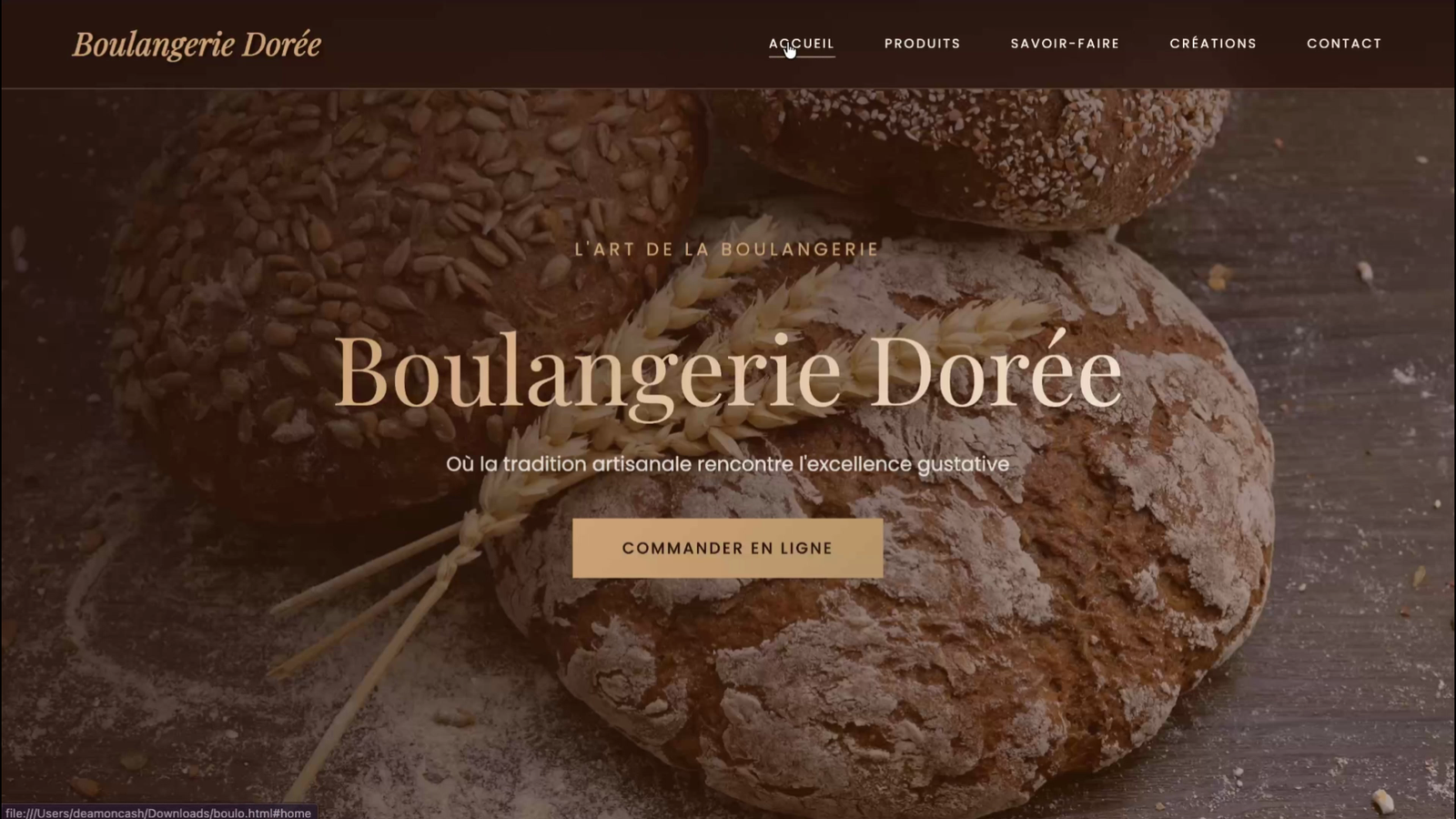 Template Boulangerie - Aperçu